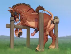 anal animal_genitalia animal_penis anus asinus ass ball_tuft balls blindfold bodily_fluids bound digital_media_(artwork) donkey dripping duo ear_piercing ear_ring equid equine equine_anus equine_genitalia equine_penis feral feral_on_feral fur genitals grass half-erect hooves horse jaribka legs_tied male male_rimmed mammal mane mostly_offscreen_character nipple_outline open_mouth oral outside penis piercing plant puffy_anus rimming rimming_male ring_piercing rope saliva saliva_drip saliva_on_anus saliva_on_tongue saliva_string sex tail tail_tied tongue tongue_out tuft