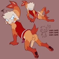 1boy angry angry_expression angry_face anthro anthro_only ass backsack balls dandy's_world dandys_world furry knot knotted_penis male male_focus male_only paws penis precum roblox short_tail shrimp shrimpo_(dandy's_world) solo