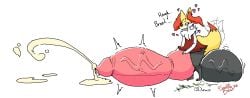 balls big_balls big_penis bodily_fluids braixen cum drugs expansion femboy generation_6_pokemon genital_fluids genitals growing growth huge_balls huge_cock hyper hyper_balls hyper_genitalia hyper_penis knot nintendo penis pills pokemon pokemon_(species) snekkobean throbbing