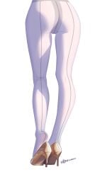 1girl absurdres ass commentary_request from_behind high_heels highres leg_focus lower_body no_panties original pantyhose pussy see-through_clothes solo standing thigh_gap thighs white_pantyhose xiaoxi0619