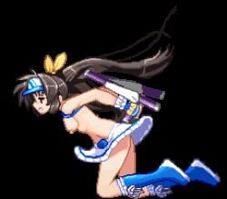 eri_hasumi m.u.g.e.n vanguard_princess visor_cap tied_hair pixel_art sprite animated gif transparent_background breasts invisible_male nipples skirt shirt clothed spread_legs side_view doggystyle