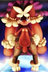 1boy anthro balls big_penis cotton flaccid fluffy girly hands_on_hips hi_res lagomorph looking_at_viewer lopunny male male_lopunny male_only male_pokemon mammal mega_evolution mega_lopunny nintendo penis pokemon pokemon_(species) pose rabbit redimplight smile solo solo_male video_games wide_hips