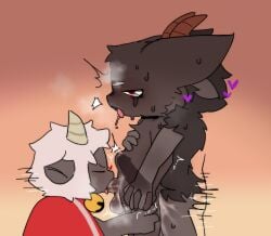 3_eyes ahe_gao anal anal_sex anthro anthro_on_anthro anthro_penetrated anthro_penetrating anthro_penetrating_anthro balls balls_deep biped blush blushing_profusely bodily_fluids bovid caprine closed_eyes cult_of_the_lamb cum cum_on_balls cum_on_leg cum_on_own_balls cum_on_own_leg cum_on_own_penis cum_on_penis cum_on_self doggy_style domestic_cat dominant dominant_male dripping drooling felid feline felis fellatio from_behind_position fur genital_fluids genitals goat_(cult_of_the_lamb) grey_body grey_fur group half-closed_eyes heart_symbol hearts_around_head hi_res kneeling_and_blow_position lamb_(cult_of_the_lamb) looking_pleasured male male/male male_penetrated male_penetrating male_penetrating_male mammal massive_monster_(studio) motion_lines multi_eye narinder narrowed_eyes obscured_face open_mouth oral penetration penile penile_penetration penis plantigrade purple_heart pwslz saliva saliva_drip saliva_on_tongue sex sheep simple_background stomach_bulge sucked_and_plowed tan_background tears tears_of_pleasure thrusting tongue tongue_out trio white_body white_fur wool_(fur) wool_hair x-ray_view
