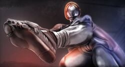 1girls 2026 absurd_res atomic_heart barefoot big_thighs cyborg cyborg_girl esmile faceless feet feet_focus female foot_fetish foot_focus hi_res left_(atomic_heart) legs metallic_body robot robot_girl robot_humanoid russian russian_female simple_background soles solo solo_female thick_thighs thighhighs thighs
