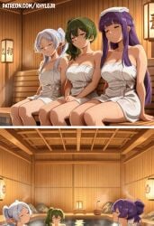 ai_generated fern_(sousou_no_frieren) frieren frieren_beyond_journey's_end hotsprings khylejr khyleri onsen sauna ubel_(sousou_no_frieren)