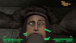 1futa 1girls 3d big_penis blowjob claws deathclaw deepthroat dialogue face_fucking fallout fellatio female forced_oral futanari game_hud head_grab horsecock horsecock_futanari human_on_anthro microsoft monster_on_female nerdes_fm open_clothes piper_wright sfm size_difference smell source_filmmaker