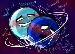 2boys ambiguous_gender ambiguous_penetration artist_request biting_lip blush blush_lines blushing crying cum cum_string cumming fluids gay gay_sex male male/male male_only male_penetrating_male moaning neptune_(solarballs) non-human penetration planet sex solarballs source_request spanish_text sweat tagme tears tears_of_pleasure text uranus_(solarballs) waddling_head