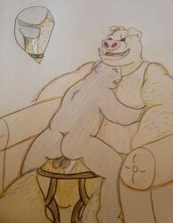 anthro ass balls beyond_good_and_evil blush cum gay human male/male male_only navel_penetration orgasm penis pey'j pig size_difference wedgielord