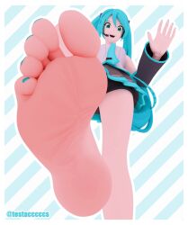 1girl 5_toes barefoot blue_eyes blue_hair blushed_soles feet feet_focus feet_up female female_focus female_only foot_fetish foot_play fortnite fortnite:_battle_royale hatsune_miku looking_at_viewer smiling_at_viewer soles soles_female soles_fetish solo solo_female solo_focus toes vocaloid white_skinned_female