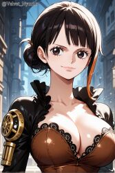 ai_generated black_hair cleavage clothing female female_only large_breasts nami nami_(one_piece) one_piece sfw steampunk velvet_nymph