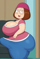 ai_generated chubby cleavage family fat fully_clothed futa_only futanari huge_ass huge_breasts huge_bulge jpstimes12 looking_at_viewer meg_griffin side_view