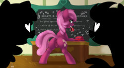 2016 anatomically_correct anatomically_correct_pussy animal_genitalia animal_pussy anus ass chalkboard cheerilee_(mlp) cutie_mark earth_pony english_text equine equine_pussy female feral friendship_is_magic group heart horse indoors mammal mouth_hold my_little_pony pony ponypron pussy sex_education solo_focus text