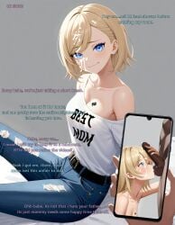 ai_assisted ai_generated anime anime_style bed belt blacked blonde_hair blue_eyes blush bully cheating cheating_female cheating_wife cuck cucked_by_mother cuckold cum cum_drip cum_on_body cum_on_face dark-skinned_male dark_skin ejaculating_cum english_text female interracial interracial_sex jeans jerking kneeling light-skinned_female looking_at_viewer male mommy mommy_kink mother mother_and_son nordenfuta on_bed penis phone phone_screen pleasure_face queen_of_spades queen_of_spades_symbol queen_of_spades_tattoo short_hair smile smiling smiling_at_viewer snapchat sucking sucking_testicles sweat tattoo text unseen_male_face white_shirt