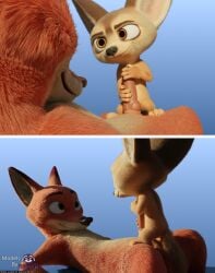 3d absurd_res animal_genitalia animal_penis anthro big_ears black_nose blender_(artwork) blue_background canid canine canine_genitalia canine_penis claws closed_eyes digital_media_(artwork) disney duo english_text erection feet fennec_fox finnick_(zootopia) fluffy fluffy_tail fox front_view fur genitals gradient_background hi_res holding_penis huge_ears knot lying male male/male mammal markings multiple_perspectives nick_wilde nude on_back penis pink_penis rear_view red_body red_fox red_fur rockyrcoon simple_background size_difference smaller_male smile solo standing_on_another tail tan_body tan_fur text true_fox underbelly watermark zootopia