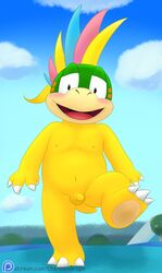 balls blush charmandrigo flaccid hi_res koopa koopaling koopalings lemmy_koopa male male_only mario_(series) nintendo nude penis scalie slightly_chubby solo soulteam uncut video_games