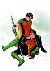 2boys age_difference batman_(series) big_penis black_hair blowjob blowjob_face closed_mouth clothed_male clothed_sex clothing cum cum_in_mouth cumming cumming_in_mouth damian_wayne dc dc_comics deepthroat digital_media_(artwork) duo duo_focus face_fucking fellatio forced forced_oral gay gay_sex human male male/male male_focus male_only male_penetrated male_penetrating male_penetrating_male mouth_full_of_cock nonconsensual oral oral_rape oral_sex orgasm orgasm_from_oral penis penis_in_mouth questionable_consent rape raped raped_superhero robin_(damian_wayne) robin_(dc) robin_(tim_drake) size_difference sucking sucking_penis superhero teenage_boy tim_drake younger_male