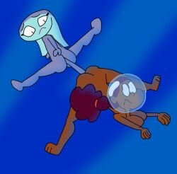 2girls ass big_blue_(tv_series) blue_background breasts cum_in_ass female friendship human lettie manta_ray mira_clearwater nickelodeon nicktoons