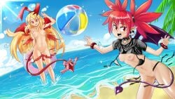 beach breasts completely_nude disgaea disgaea_1 etna exposed_breasts flonne nippon_ichi_software poponkannn pussy small_breasts wardrobe_malfunction