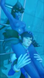 2girls activision asphyxiation blizzard_entertainment d.va drowning female nude overwatch peril redsmmd tagme topless underwater widowmaker