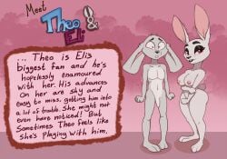 3_toes anthro areola big_breasts breasts brother_(lore) brother_and_sister_(lore) buckteeth covering covering_crotch digital_media_(artwork) duo eli_(necrothant) english_text eyelashes eyeshadow feet female fingers flaccid fur genitals incest_(lore) lagomorph leporid looking_at_viewer makeup male male/female mammal necrothant nipples penis pink_areola pink_nipples rabbit sibling_(lore) simple_background sister_(lore) smile standing teeth text theo_(necrothant) toes