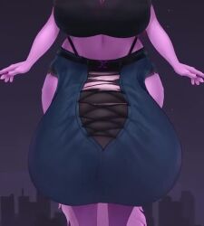 3d animal_ears animated expansion furry futanari giantess giantess_growth giantgrowingvixen_(character) giantvixen huge_balls huge_breasts kurotamadev macro oc original_character purple_body purple_hair tagme video