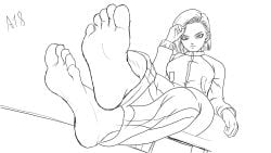 android_18 boceto dragon_ball dragon_ball_super dragon_ball_z feet feet_focus foot_fetish foot_focus foot_worship footwear nails sketch soles soles_female soles_fetish toes training