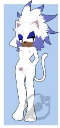 1boy ahju blue_eyes blue_makeup blue_nails cat_ears cat_tail catboy curvy_figure erect_penis feline femboy nipples nude oc small_penis solo solo_male sonic_(series) sonic_oc the_carrot_farm white_fur