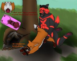 5:4 anatomically_correct anatomically_correct_feral anatomically_correct_genitalia anatomically_correct_vulva animal_genitalia animal_penis animal_vulva anthro canid canine canine_genitalia canine_penis canine_vulva canis dialogue duo english_text female feral feral_penetrated fox from_behind_position genitals hi_res internal knot knotting low-angle_view male male/female mammal muzzle_(object) muzzled penetration penis sex size_difference smaller_penetrated stomach_bulge submissive submissive_feral text valus_shadewalker valus_shadewalker_(valus_shadewalker) vulva wolf zoophilia