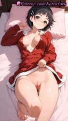 1girls 2025 ai ai_assisted ai_generated anime anime_style asian ass_visible_through_thighs bangs bare_legs barefoot bed bed_sheet black_hair blush bottomless breasts breasts_apart bust busty christmas cleft_of_venus closed_mouth clothes_lift collarbone dress dress_lift feet female female_focus female_only foot_fetish foot_out_of_frame fur-trimmed_skirt green_eyes hair_clips hair_ornament hairclip hentai hi_res high_quality high_resolution highres indoors kirigaya_suguha knee_up labia large_breasts lifted_by_self long_sleeves looking_at_viewer lying medium_hair natsuyoru no_bra no_panties on_back on_bed open_clothes paipan partially_unbuttoned patreon pillow pussy red_dress red_shirt red_skirt santa_costume shaved_vagina shiny short_hair skirt smile solo solo_female stable_diffusion sword_art_online sword_art_online_alicization thighs toenails toes unbuttoned uncensored vagina voluptuous voluptuous_female