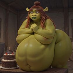 ai_generated big_ass big_belly big_breasts big_butt fat felicia_(shrek) morbidly_obese morbidly_obese_female obese pregnant