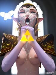 1girls 3d armor blue_eyes bukkake cum cum_drip cum_in_mouth cum_on_body cum_on_breasts cum_on_face cum_on_tongue dripping dripping_cum elf elf_ears facial fairy female godwin hylian hylian_ears light_skin looking_up mostly_nude navi neroxliv nintendo nipples open_mouth pleasure_face praying princess princess_zelda small_breasts tagme tongue tongue_out triforce triforce_earrings triforce_mark zelda_(hyrule_warriors) zelda_(ocarina_of_time)