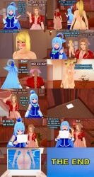 3girls aerith_gainsborough aqua_(konosuba) aqua_hair ass barefoot blonde_hair blush breasts brown_hair censored_to_uncensored clothed_female_nude_female comic completely_nude completely_nude_female crossover embarrassed_nude_female female female_only final_fantasy final_fantasy_vii indoor_nudity indoors koikatsu kono_subarashii_sekai_ni_shukufuku_wo! long_hair metroid navel nipples nude nude_female parody photo_(object) ponytail pussy retropunch running samus_aran streaking