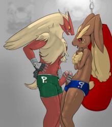 against_wall anthro athletic avian bandage bird blaziken blush boxer_briefs boxers bulge colored comparing comparing_penis cum dangpa duo edit erection frottage fur furry humanoid_penis interspecies lagomorph lopunny male male_only mammal mutual_masturbation nervous nintendo open_mouth penis penis_grab penis_through_fly pokemon pokemon_(species) poking_out precum punching_bag questionable_consent retracted_foreskin sex shy sweat twink uncut underwear underwear_aside underwear_sex yaoi