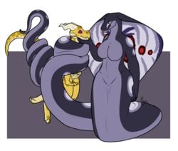 breasts constricted duo erection female horn hypnosis kobold magpiehyena male mind_control naga penis reptile scalie sir_squiggles_(character) snake tongue vein