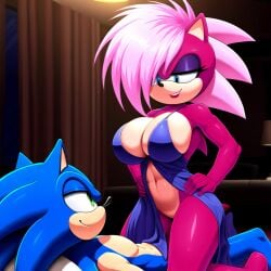 ai_generated ass blue_body breasts cowgirl_position dated female green_eyes imminent_sex incest long_dress long_sleeves magenta_fur male male/female pink_hair purple_dress sonia_the_hedgehog sonic_(series) sonic_the_hedgehog sonic_the_hedgehog_(series) sonic_underground straight talking_to_another