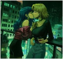 2girls 2milfs 2women ai_generated flirting girlfriend girlfriends kissing lesbian_couple lesbian_kiss lovers misato_katsuragi neon_genesis_evangelion neopn_genesis_evangelion ritsuko_akagi yuri yuri yuri