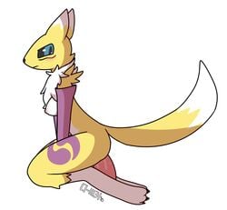 2016 anthro areola black_sclera blue_eyes blush breasts c1-11131 canine digimon dildo female fox fur looking_at_viewer mammal nipples penetration pussy_juice renamon sex_toy solo tuft vaginal_penetration video_games white_fur yellow_fur