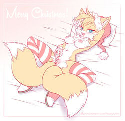 anthro areola big_breasts blue_eyes breasts busty candy candy_cane canine chest_tuft christmas clothing ellie_prower female food fox fur furry_ears furry_tail hat headgear hi_res holidays legwear mammal multiple_tails nipples nude open_mouth pointy_ears pose pussy rule_63 sallyhot santa_hat smile solo sonic_(series) spread_legs spreading tail tails tailsko thigh_highs tuft voluptuous