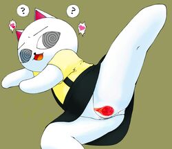 anthro anus biped cat_soup clothing domestic_cat felid feline felis female genitals hi_res lying mammal nekojiru nyako_(nekojiru) on_side open_mouth panties pussy raised_leg solo spiral_eyes spread_legs spread_pussy spreading uhe underwear