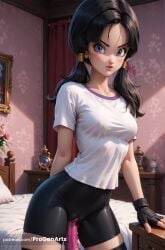 1girls ai_generated artist_name bed bedroom bike_shorts black_gloves black_hair black_shorts black_thighhighs blue_eyes blush breasts cameltoe closed_mouth cowboy_shot curtains dildo dildo_in_pussy dildo_insertion dragon_ball dragon_ball_super dragon_ball_z female_masturbation fingerless_gloves flower gloves hi_res indoors lips long_hair looking_at_viewer low_twintails masturbation medium_breasts object_insertion patreon_username progenarts pussy pussy_juice sex_toy shirt short_sleeves shorts solo t-shirt thighhighs twintails vaginal_insertion vaginal_masturbation vaginal_penetration vase videl videl_(dragon_ball_super) wallpaper_(object) web_address white_shirt