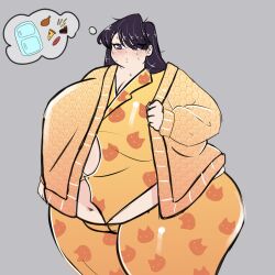 1girls bbw fat fat_female fat_fetish female hungry komi-san_wa_komyushou_desu komi_shouko missicake pajamas thinking thought_bubble