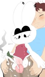 ... 1boy 1girls anthro blush brown_hair closed_eyes cum cumshot ear_piercing female fur furry hair half-closed_eyes hoshime human interspecies lagomorph larger_male male male/female mammal money mouthless nipple_bulge orgasm outercourse penis piercing pussy rabbit sex size_difference smaller_female smoke straight sweat teddy_(clothing) thick_thighs thigh_sex torn_stockings
