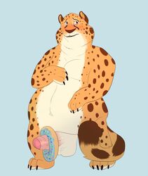 1boy benjamin_clawhauser blush disney doughnut food male male_only overweight penis seductivefeline solo zootopia