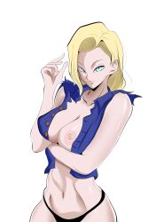 1girls android android_18 areolae big_ass big_breasts blonde_female blonde_hair blue_eyes blush breasts breasts_out digital_media_(artwork) dragon_ball dragon_ball_super dragon_ball_z earrings exposed_nipples female female_focus female_only hi_res highres hips looking_at_viewer married married_woman mature mature_female medium_hair milf mother nip_slip nipple_slip nipples no_bra powkasa seductive shoulder_length_hair skinny smile solo solo_female stomach thick_thighs uncensored wife