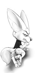 1boy anus balls canine clothing cum disney fennec finnick fox jersey_devil male male_only mammal monochrome solo testicles zootopia
