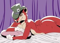 "honest"_john_foulfellow 1boy 2d a-side ass ass_bigger_than_head bedroom_eyes big_ass big_butt clothing disney fox furry furry_only gloves handwear hat headwear honest_john laying_on_bed laying_on_stomach looking_at_viewer male male_only no_gentitals no_sex nonhuman pinocchio romantic_ambiance seductive_look smile solo_male tagme tail thick_thighs thighs tophat vulpine