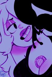 1ambiguous 1girls alternate_version_available amethyst_(steven_universe) big_breasts breasts giantess lips monochrome onkinky steven_universe tagme thick_lips