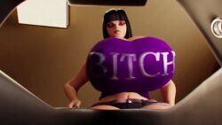 1girls 3d angry animated bangs big_breasts breasts busty cleavage female female_focus female_only giant_breasts giantess gigantic_breasts goth goth_girl hallie_(thekid) huge_breasts larger_female looking_at_viewer looking_down massive_breasts size_difference solo sound tagme taller_girl thekid video