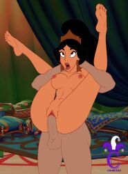 1boy 1girls aladdin aladdin_(1992_disney_film) arabian arabian_female balls big_breasts big_penis black_hair breasts chancero crossover crown disney disney_prince disney_princess feet full_nelson full_nelson_(legs_held) full_nelson_vaginal interracial legs_up light-skinned_male long_hair middle_eastern_female moaning nipples open_mouth partial_male penis penis_in_pussy prince_eric princess princess_jasmine pussy reverse_suspended_congress royalty sex soles standing_full_nelson straight tagme tan-skinned_female tan_skin tiara vaginal_penetration