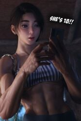 1futa 1girls 3d balls breasts brown_eyes brown_hair dark_eyes female futanari futaprisoner huge_balls huge_cock huge_cock light-skinned_female light_skin muscles muscular muscular_female muscular_futanari song testicles